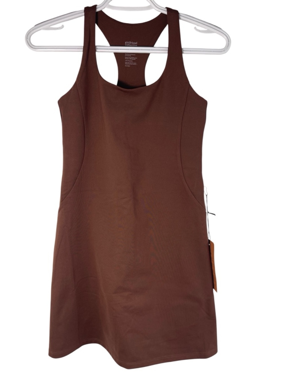 Girlfriend collective Women’s Chocolate Brown Racerback Mini Dress Size S MWT